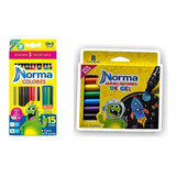 Lápices De Colores 13 +2 Norma  +8 Marcadores De Gel Norma  