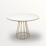 Comedor Circular Modelo Genova Blanco Con Dorado 