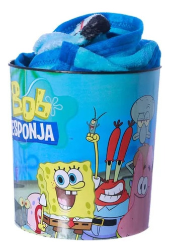 Kit Balde E Manta Bob Esponja E Patrick Presente Decoração