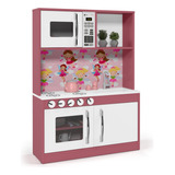 Cozinha Cristal Rosa Infantil C/ Fogao Forno Completa Menina