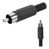 Kit 5 Plugs Rca Plásticos Preto Com Rabicho