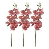 Kit 3 Orquídea Artificial Rosa De Silicone Realista 1 Metro