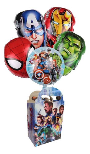 Avengers Set Globos Decoración Más Cajas Dulceras 30 Niños 