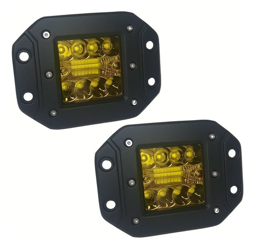 Par Faros Led Empotrable Fijo, Estrobo Dually Amarilo 12-80v