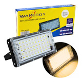 Reflector Led Ultra Slim 50w Luz Calida Con Lupa Ip65 127v Color De La Carcasa Negro