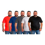 Kit 5 Camisas Masculina Camiseta Básica Lisa Tamanho Grande