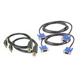 Combo Cables Para 2 Pc P/ Kvm 2 Cables Vga + 2 Impresora 1.5