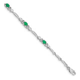 Pulsera De Diamantes Y Esmeraldas En Oro Blanco 10k, 0.01ct