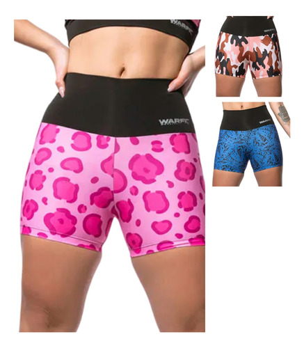 Kit 3 Shorts Sublimados Animal Print Academia Musculação