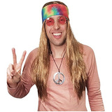 Disfraz De Peluca Hippie Tie Dye Bandana 60s 70s Hippy ...