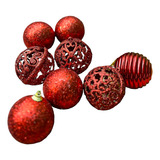Set De 12 Piezas Esferas Rojas Navideñas Decorativas 6cm
