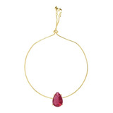 Pulseira Madrinha Gota Pedra Pink Fusion Folheado Ouro