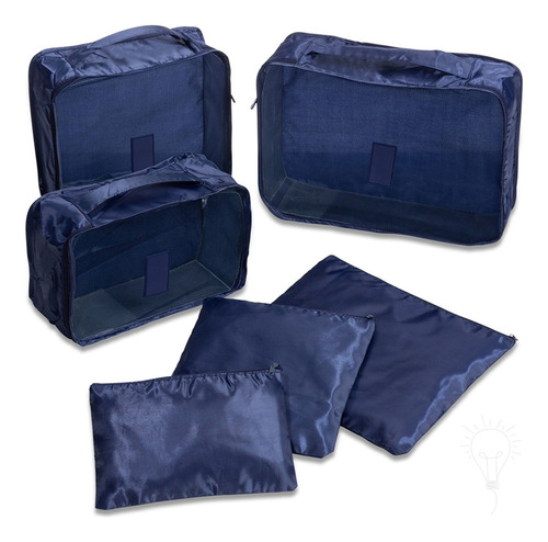 Kit Necessaire Organizador De Malas 6 Peças Viagem De Mão Cor Azul