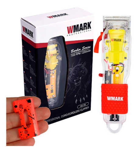 Maquina De Cabelo Transparente Wmark Ng108 + Lamina Neon 108