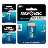 3 Baterias Alcalinas Rayovac 9v