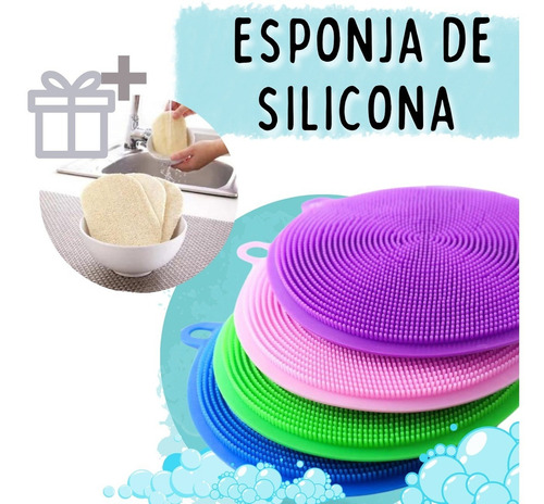 Esponja Silicón Antibacterial Ecológica No Ralladura Mágica Color Rosa