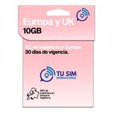 Sim Card Europa 10 Gb Navegacion Total Prepago