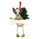 Figura Decorativa De Chihuahua, Color Marron Y Blanco Con Di