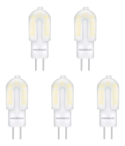 Combo X5 Lamparas Macroled Bipin Led Luz Cálida 2,5w 190lum.