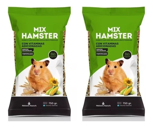 Alimento Mezcla Para Hamster Jerbo Topo Ruso X 750 G X 2 Uni