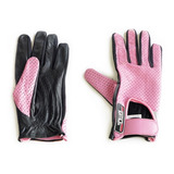 Guantes Motociclista Piel Completo Dama Rosa Bmd Talla G