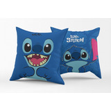 Almofada Com Enchimento 40x40 Lilo & Stitch Cor Azul