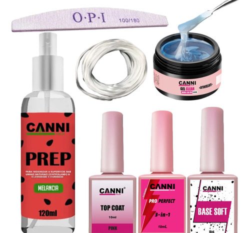 Kit Alongamento De Unha Iniciante Completo Canni Fibra Gel