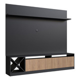 Kit Rack Ripado Painel Tv 50 Polegadas Roma Preto Marrom