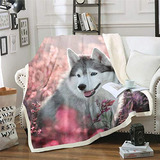 Manta Husky Sherpa, Lindo Perro Husky, Manta De Felpa D...