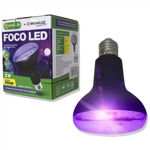 Foco Luz Negra Ultravioleta Led 12w Fiestas Neon Curado E27