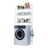 Organizador Estante De Lavadora Baño Metalico Rack 3 Niveles Genérica Color Blanca