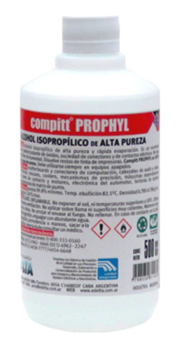 Alcohol Isopropílico Delta Compitt Prophyl 500cc Botella