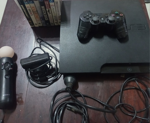 Ps3 Slim 500 Gb + Kit Move + 8 Juegos Fisicos + Un Control.