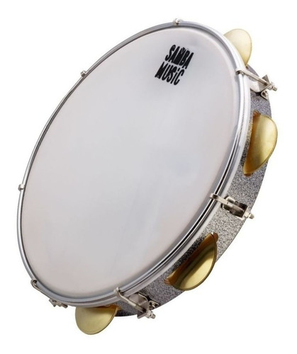 Pandeiro Phx Samba Music Profissional Pele Leitosa 10 Mad Cor Branco Wood