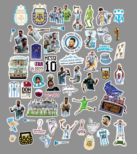 Stickers Seleccion Argentina Campeon Mundial Calcos Termos
