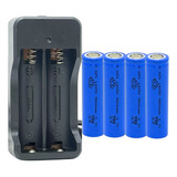 Kit Carregador Duplo+4 Baterias 18650 3,7/4,2v 6800mah