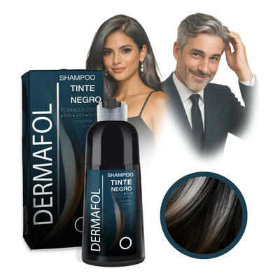 Shampoo Con Tinte Natural Dermafol Para Cubrir Canas 500ml Color Negro Unisex | MercadoLibre