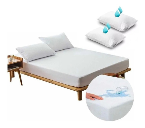 Forro Protector Plástico Antifluidos Cama Doble Con Funda