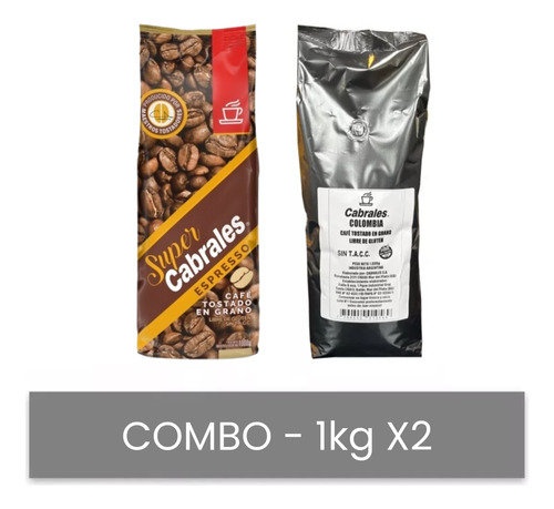 Combo Cafe Cabrales  En Grano Espresso 1kg + Colombia 1kg