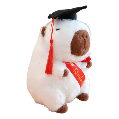 Peluche Capibara Graduación Con Birrete Y Banda Off White | Envío gratis