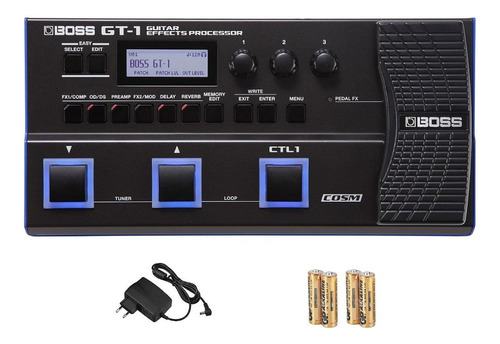 Kit Pedaleira Multi-efeitos Para Guitarra Boss Gt-1 + Fonte