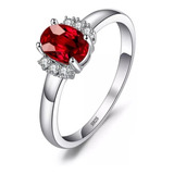 Anillo Para Mujer Con Granate Rojo Natural En Plata 925