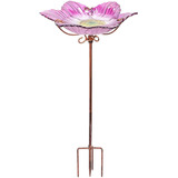 Bebedero Dream Garden Para Pajaros Cristal Diseño Flor Rosa