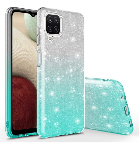 Funda Para Samsung Galaxy A22 - Plateada/agua/glitter