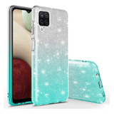 Funda Para Samsung Galaxy A22 - Plateada/agua/glitter