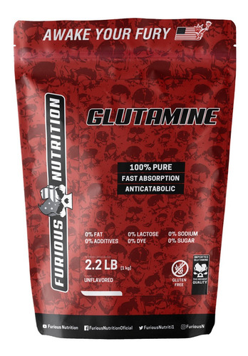 Glutamina 1kg - 200 Doses 100% Isolada E Pura