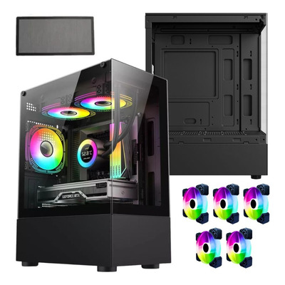 Gabinete Cpu Gamer 5 Fans Rgb Vidro Temperado Micro Atx Itx