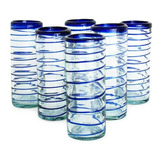 Vasos De Vidrio Reciclado Azul Cobalto, 9 Oz (set De 6)