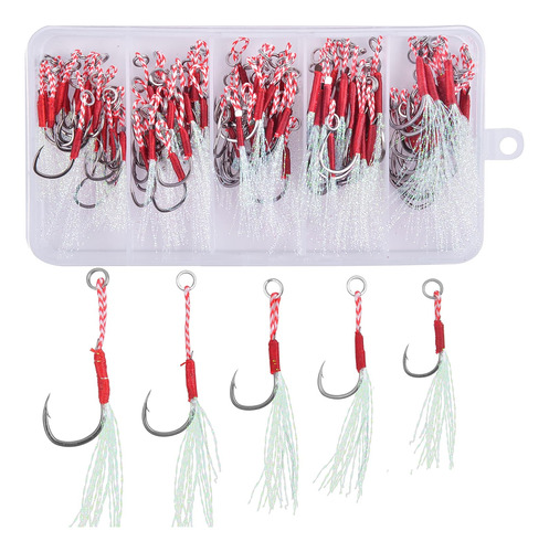 Jigging Assist Hooks With Bucktail Teaser Kit, 100pcs Assist