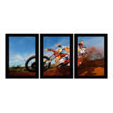 Trio Quadros Decorativos Poster Moto Antigo Vintage M04